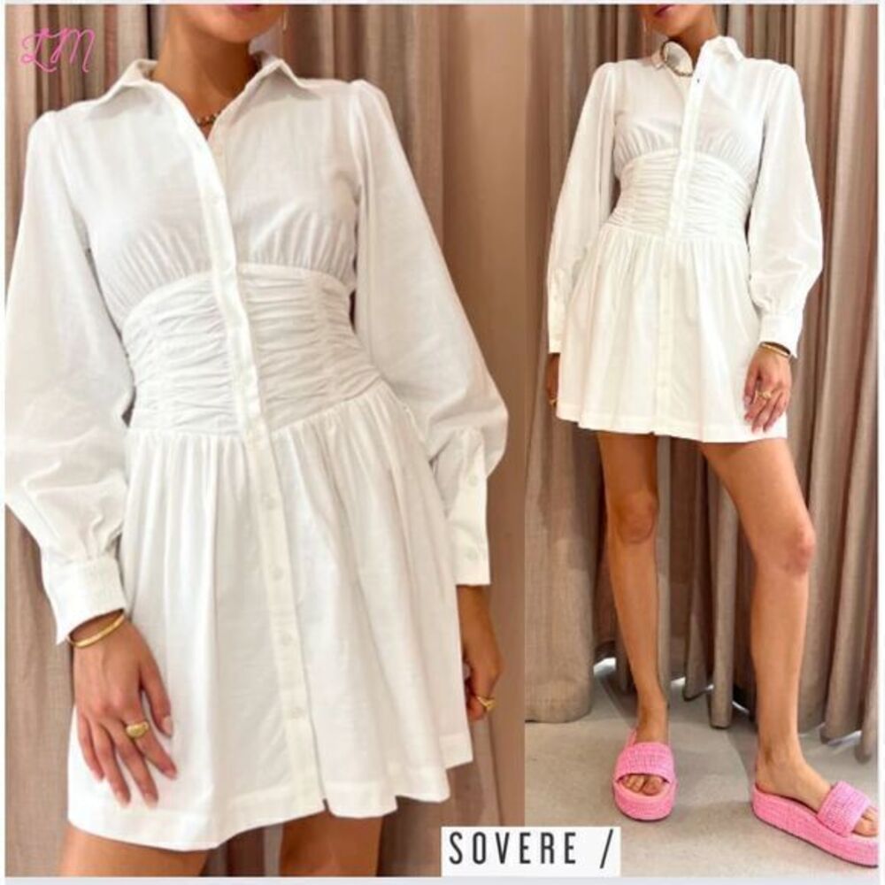 SOVERE Revolve Refresh‎ Collared Shirt Dress Chalk White Extra Small